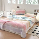 Teal & cream zigzag cool summer blanket set bedroom quilt