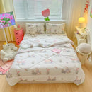 Teal & cream zigzag cool summer blanket set bedroom quilt