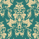 Teal Damask Pattern Wallpaper
