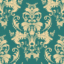 Teal Damask Pattern Wallpaper
