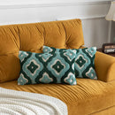 Teal & dark green boho tufted pillow covers living room decor