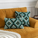 Teal & dark green boho tufted pillow covers living room decor