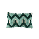 Teal & dark green geometric embroidery tassel cushion case living room