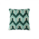 Teal & dark green geometric embroidery tassel cushion case living room