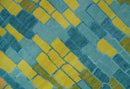 Teal, Gold and Mustard Modern Geometrical Bricks Design 5.6x7.6 wool and art silk Rug