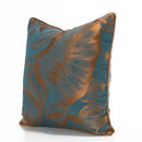 Teal & gold banana tree leaves jacquard cushion cover living room