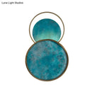 Teal & gold blue glass led sconce warm white living room wall light