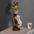 DecorBites™ Bowknot Cat Girl Statue: Cute Home Decor for Living Room, Bedroom, Desktop