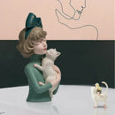 DecorBites™ Bowknot Cat Girl Statue: Cute Home Decor for Living Room, Bedroom, Desktop