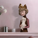 DecorBites™ Bowknot Cat Girl Statue: Cute Home Decor for Living Room, Bedroom, Desktop