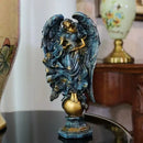 Teal & gold greek mythology prayer angel goddess statue study decor
