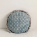 Teal & gray denim fringed cushion cover living room decor