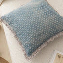 Teal & gray denim fringed cushion cover living room decor