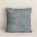 Teal & gray denim fringed cushion cover living room decor