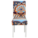 Teal & gray geometric stretch chair cover dining room slipcover