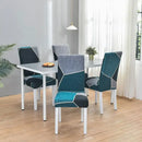 Teal & gray geometric stretch chair cover dining room slipcover