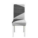 Teal & gray geometric stretch chair cover dining room slipcover