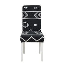 Teal & gray geometric stretch chair cover dining room slipcover