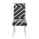 Teal & gray geometric stretch chair cover dining room slipcover