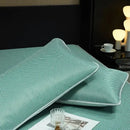 Teal herringbone cooling silky soft fitted sheet set bedroom bedding