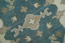 Teal, Ivory and Olive 6x9 Hand Knotted Oriental Oushak wool area rug