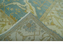 Teal, Olive and Beige Hand Knotted 8x10 Traditional Oriental Oushak wool area rug
