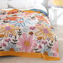 Teal & orange geometric cotton gauze summer blanket bedroom throw
