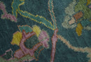 Teal, Peach and Mustard Hand Knotted Oriental Oushak 8x10 wool area Rug