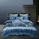 Teal & silver geometric 1000tc egyptian cotton bedding set bedroom