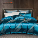 Teal & silver geometric 1000tc egyptian cotton bedding set bedroom