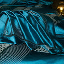 Teal & silver geometric 1000tc egyptian cotton bedding set bedroom