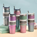 Teal & silver glitter coffee cup thermos kitchen insulated mug