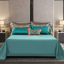 Teal silver & gold embroidered 1200tc jacquard bedding set bedroom