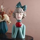 DecorBites™ Bowknot Girl Resin Figurine | Home Room Decor & Wedding Gift