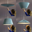 Teal & white decorbites deformed fabric umbrella dining room pendant