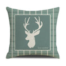 Teal & white deer grid line pillowcase set living room cushion cover