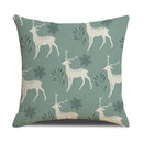 Teal & white deer grid line pillowcase set living room cushion cover
