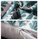 Teal & white geometric embroidered cushion cover living room decor