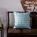 Teal & white geometric embroidered cushion cover living room decor