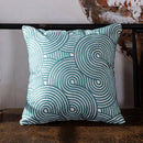 Teal & white geometric embroidered cushion cover living room decor