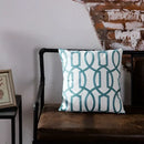 Teal & white geometric embroidered cushion cover living room decor