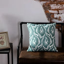 Teal & white geometric embroidered cushion cover living room decor