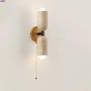 Textured beige concrete and wood led wall light bedroom sconce