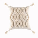 DecorBites™ Beige Tassels Cushion Cover, Handmade Square Home Decoration for Living Room