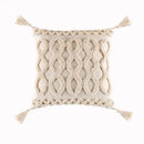 DecorBites™ Beige Tassels Cushion Cover, Handmade Square Home Decoration for Living Room