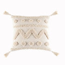 DecorBites™ Beige Tassels Cushion Cover, Handmade Square Home Decoration for Living Room