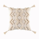 DecorBites™ Beige Tassels Cushion Cover, Handmade Square Home Decoration for Living Room