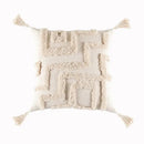 DecorBites™ Beige Tassels Cushion Cover, Handmade Square Home Decoration for Living Room