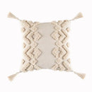 DecorBites™ Beige Tassels Cushion Cover, Handmade Square Home Decoration for Living Room