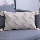 DecorBites™ Beige Tassels Cushion Cover, Handmade Square Home Decoration for Living Room